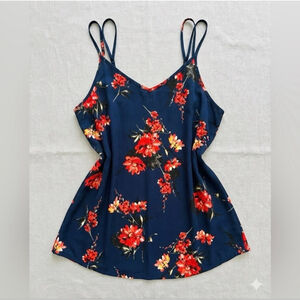 Papermoon Navy Floral Strappy Tank Top Cami Size 2X